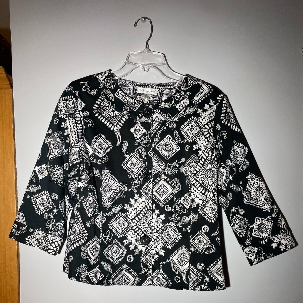 Cold Water Creek Black/White Print Jacket Size 6